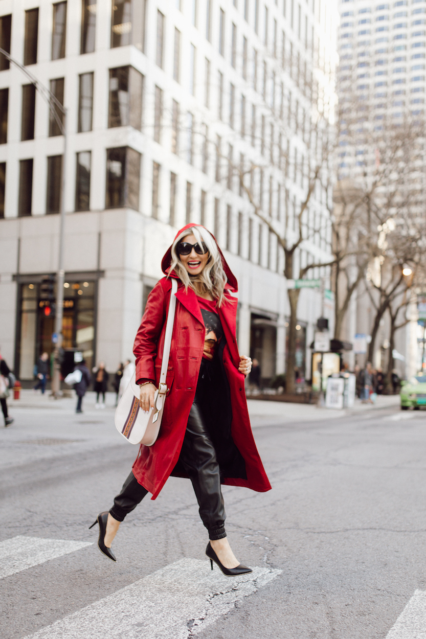 Red Leather Trench Coat
